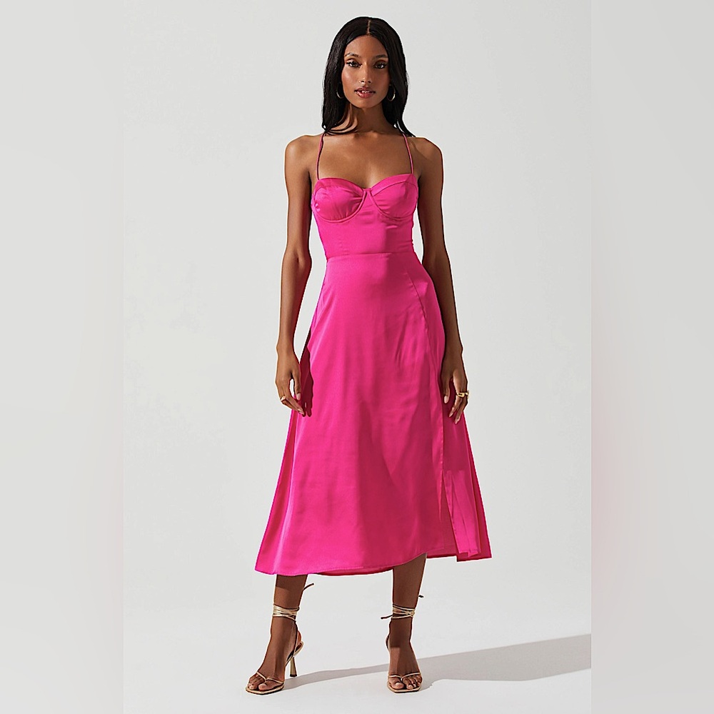 NWOT ASTR the Label- Satin Bustier Midi Dress Size M